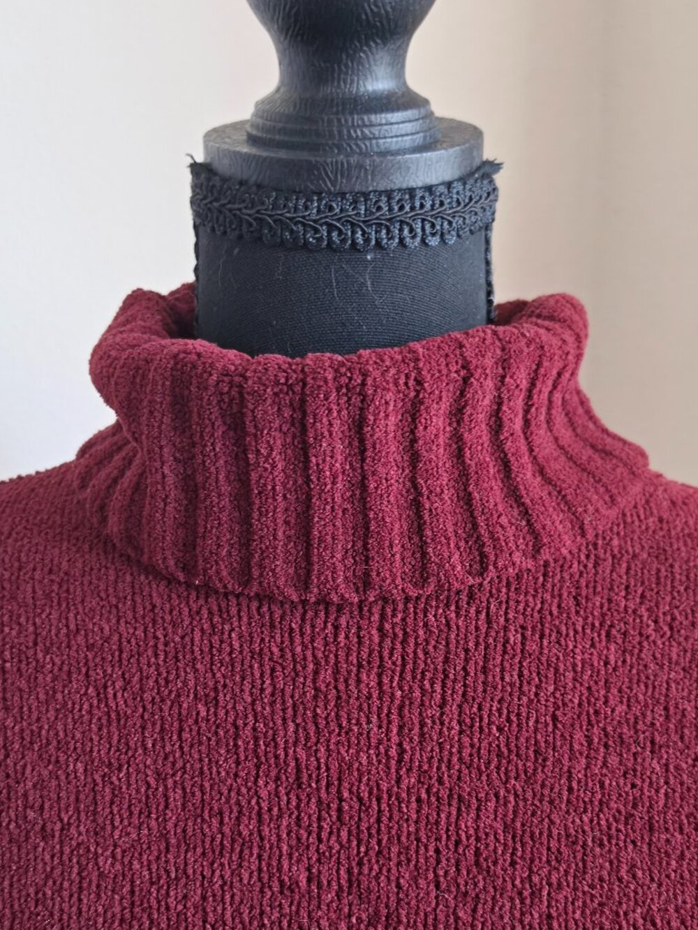 Burgundy-Red Chenille Turtleneck Sweater - Picture 2 of 6